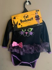 NWT Infant Halloween Costume Cat Bodysuit Age 6-12 Months - Missing Headband