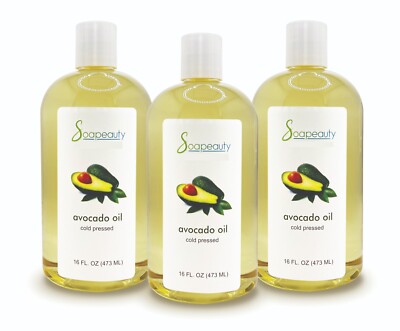 100 % PURE AVOCADO OIL NATURAL CARRIER COLD PRESSED REFINED 48 OZ (3 X 16 OZ)