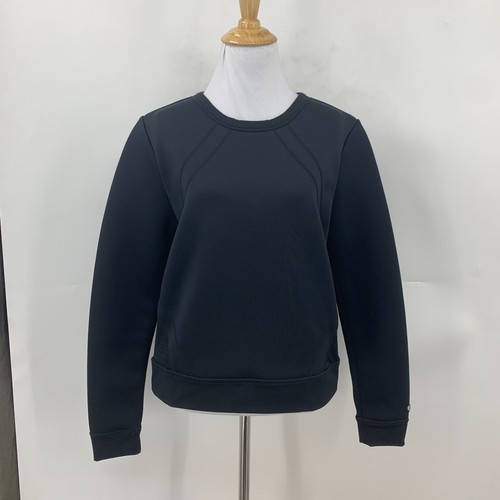 Fabletics Neoprene Sweatshirt Womens M Medium Black Crew Neck Scuba Long Sleeve - Picture 2 of 13