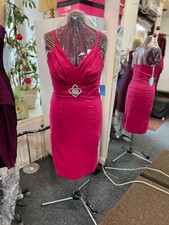TeaDora Stretch Magenta Spaghetti Straps Crystal Social Cocktail Dress s 16