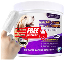 55ct Dogs  Cats Dental Care Finger Wipes - Oral Care Aid for Plaque And Tartar,