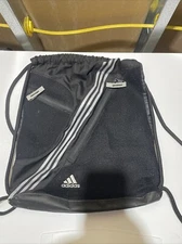 Adidas Drawstring Sackpack / Backpack / Bag Black With Zippered Pockets