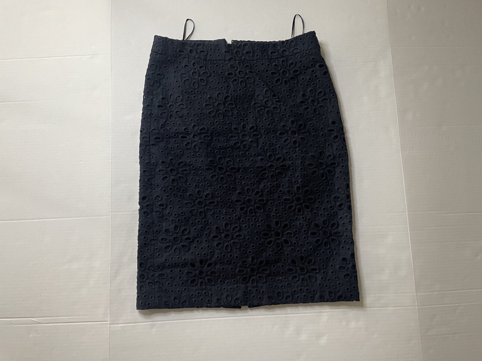 J Crew Womens Pencil Skirt Stretch Eyelet No 2 Navy Blue Career Size 0