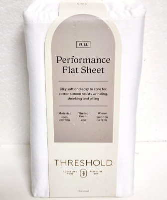 Threshold Full Size 400 Thread Count Performance Flat Sheet - White