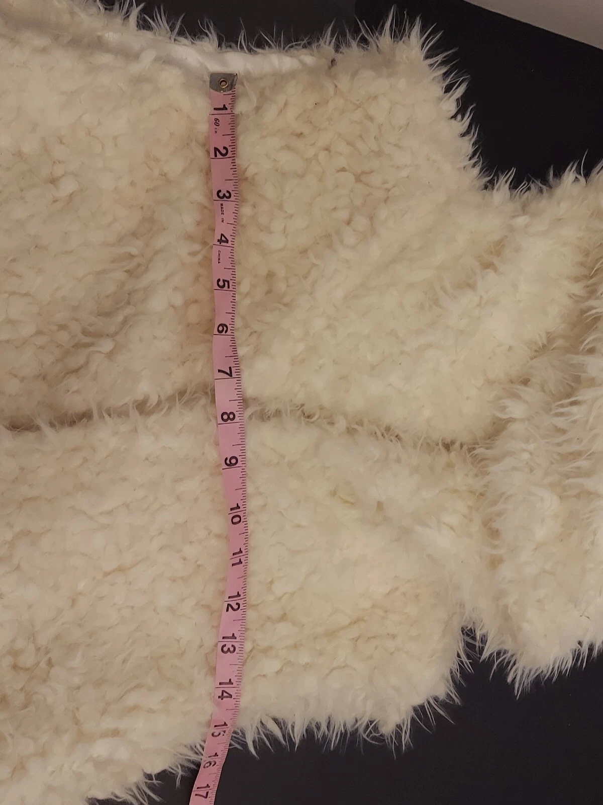 OFF WHITE Gilet pelliccia sintetica Coco + Carmen Luxe bianco sporco aperto davanti morbido S M panna marrone felpa con cappuccio