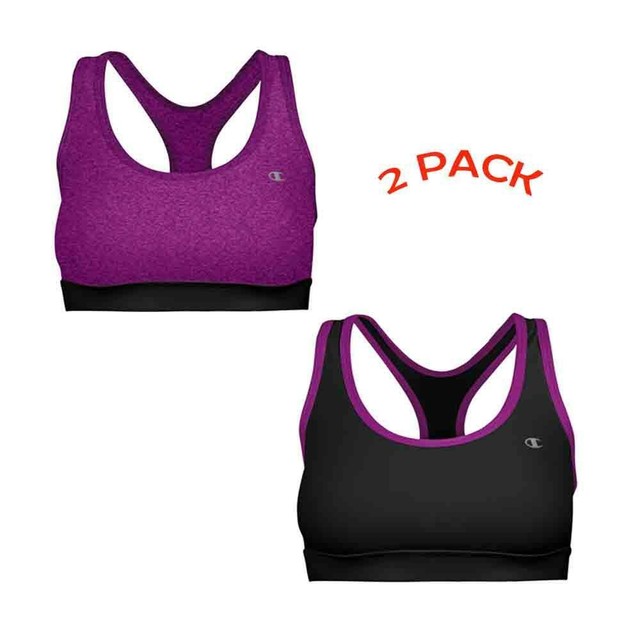 Champion 2 Pack Womens Sports Bra with Removable Foam Cups Wire Free