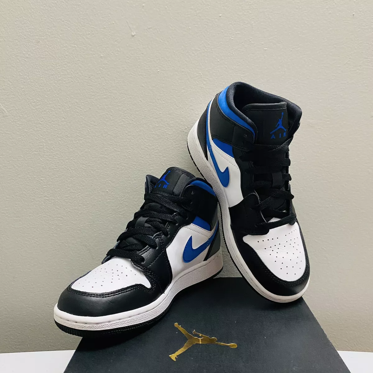 Nike Air Jordan 1 Mid GS Racer Black/Royal Blue/White 554725-140 Youth Size  4Y