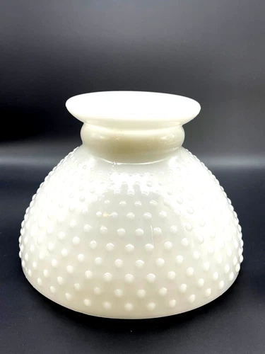 Milk Glass Hobnail Lamp Shade White Vintage Hurricane 8" Base