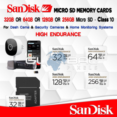Sandisk Micro SD Card 32GB 64GB 128GB 256GB High Endurance Adapter lot Memory 4K