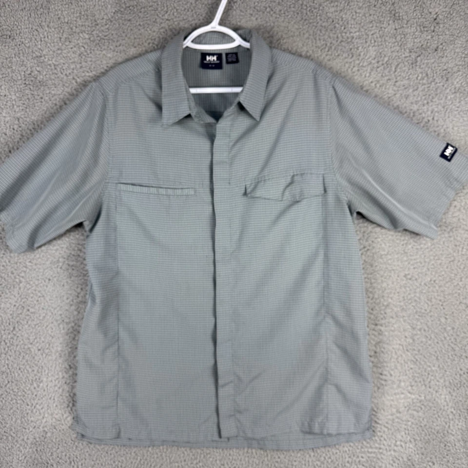 Camisa Helly Hansen Para Hombre Gris Mediana A Cuadros Exterior Senderismo Esquí Camping Patinador Foto 2 de 4