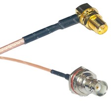 RG316 RP-SMA FEMALE ANGLE to BNC FEMALE BIG BULKHEAD RF Cable Rapid-SHIP LOT