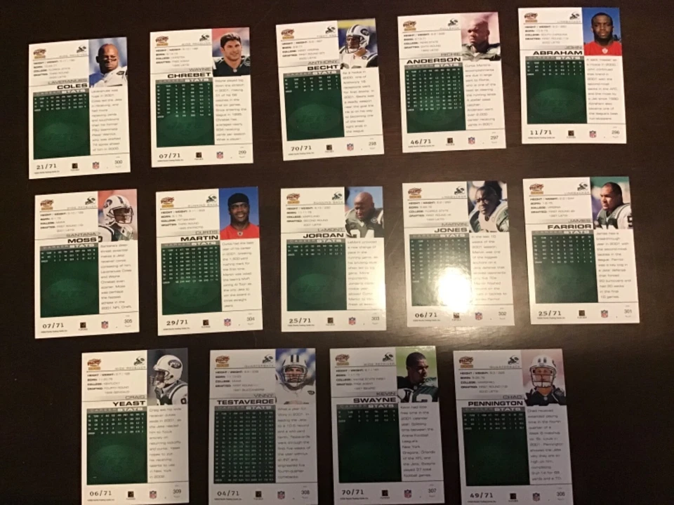 2002 - Pacific LTD Football Serial #ed  /24 /71 New York Jets YOU CHOOSE - Image 2 of 2