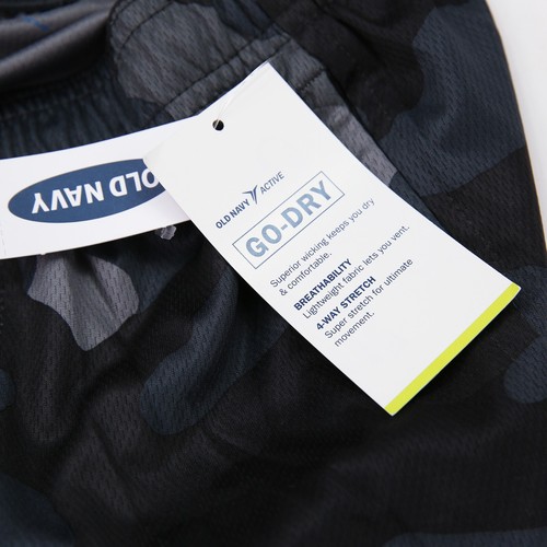Old Navy Youth Gray Black Camo Active Go Dry Elastic Waist Shorts Size S 6-7 NWT - Picture 5 of 5