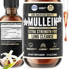 HERBIFY Mullein Drops - Lung Cleanse - Leaf Extract - Powerful Mullein for Im...