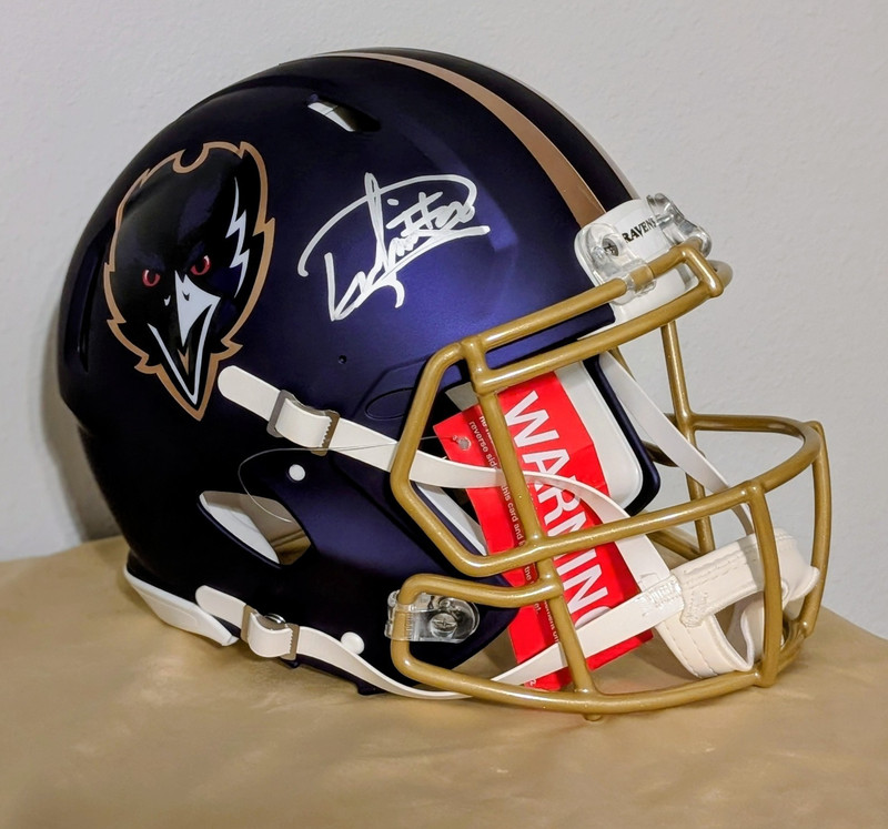 Authentic Derrick Henry Signed Baltimore Ravens Full Size Purple Rising Helmet!