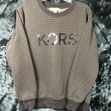 Michael Kors MK Logo All Over Print Fleece Sweatshirt S