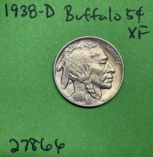 1938 D Buffalo 🦬 Indian Head Nickel 5c Xf Extra Fine