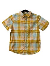 Boys Plaid Collared Button-up Short Sleeve Shirt Multicolor Cat Jack, Sz M 8