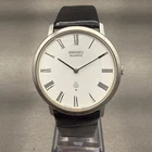 Seiko Watch Men 33mm White Dial Silver Tone Round 4130-9020 New Battery