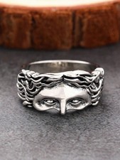 Vintage Half Face Men Ring Size 11 Exaggerated Cool Minimalist Design