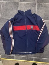 Vintage 90s Adidas Flag Tag Windbreaker – Navy/Red Polka Dot Mesh