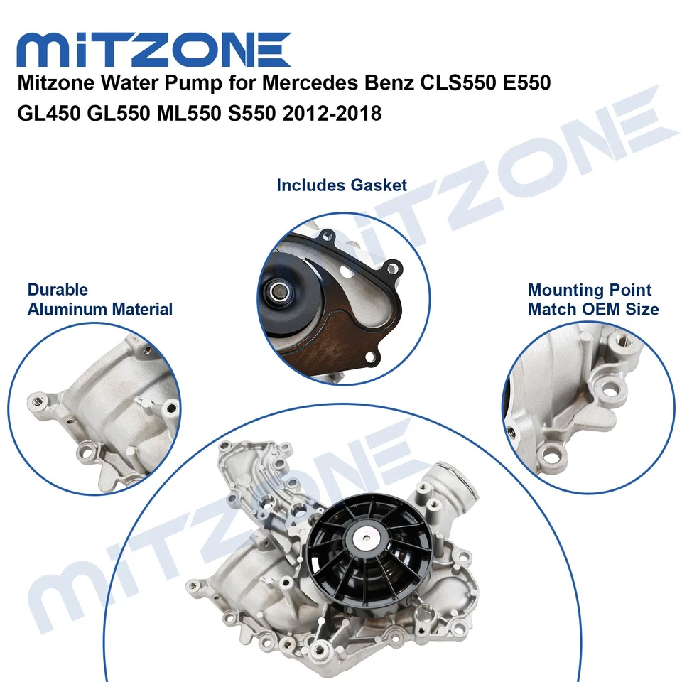 Bomba de agua Mitzone para Mercedes Benz 12-18 CLS550 E550 GL450 GL550 ML550 S550 Foto 4 de 4