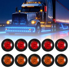 10pcs 2 Redamber Round Truck Trailer 4 Led Clearance Side Marker Lights