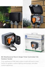 BG WP23TM24 Weatherproof Timer Controlled 13A Outdoor Power Socket 1 Gang Storm