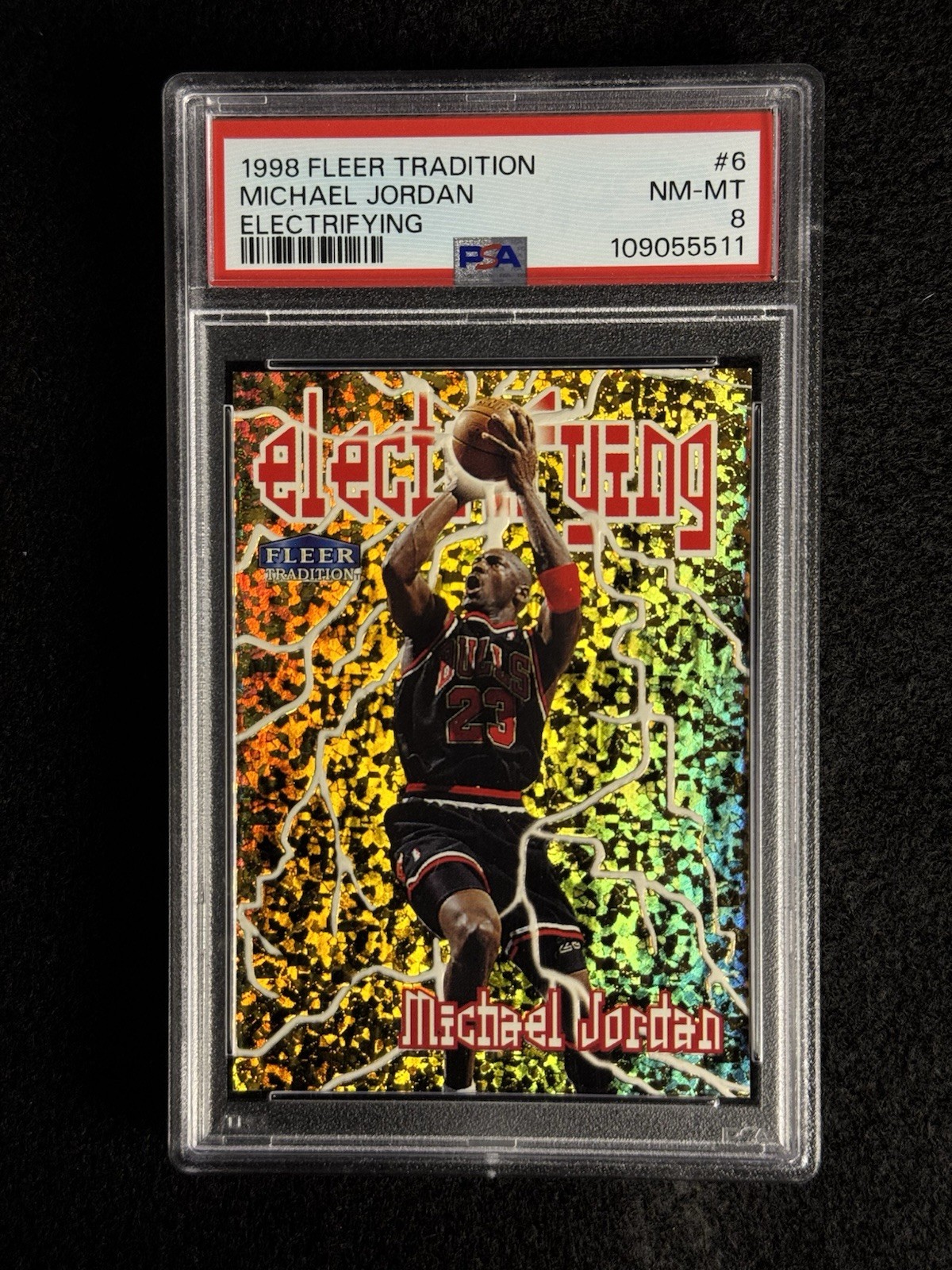 Michael Jordan #6E Basketball Cards 1998 Fleer Tradition Electrifying trading card — raw and PSA graded price guide