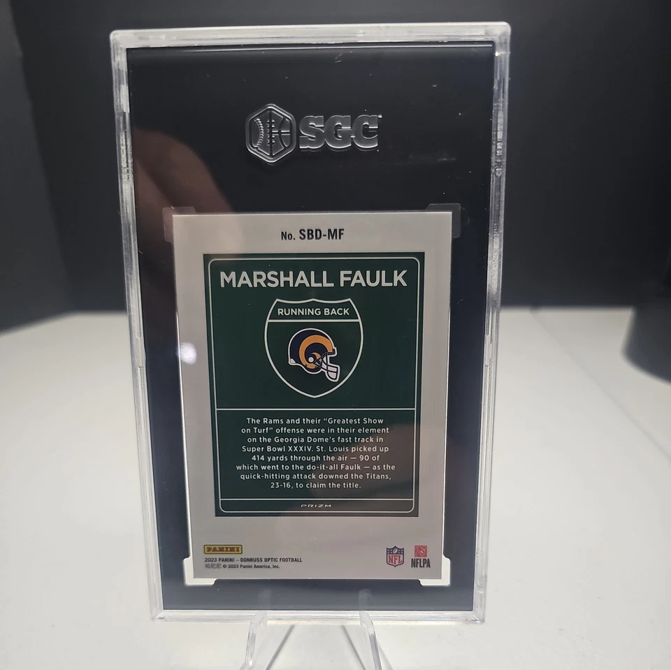 2023 Donruss Optic Marshall Faulk Super Bowl Downtown Black Pandora PSA 9 - Image 2 of 4