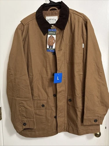 Orvis Classic Barn Jacket Men’s Large Brown Canvas Quilted Coat NWT