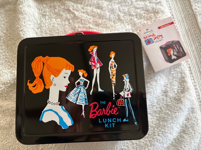 1998 Hallmark School Days  Barbie Lunch Kit 1962 Repro Metal Mini Lunchbox New
