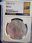 1882 CC $1 Morgan Dollar NGC MS62 Ultra Breaks Carson City RARE GOLD RUSH LABEL