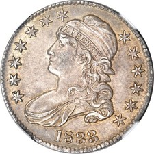 1833 50C O-101 Capped Bust Half Dollar NGC AU58