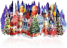 Jumbo Pop up Christmas Cards - 24" X 11" Large Christmas Cards with Winter Xmas 