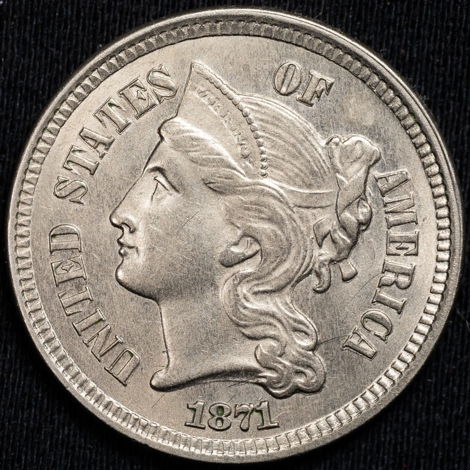 1871 Three Cent Nickel BU Uncirculated - Nice & Lustrous! - Image 3 of 3