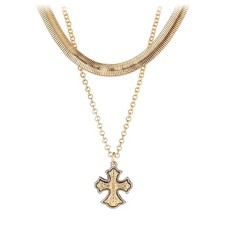Gold Layered Cross Necklace for Women, 14K Gold Plated Dainty Chain Choker Neckl