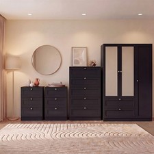 Vida Designs Altino 4 Piece Bedroom Wardrobe Drawers Chest Furniture Set