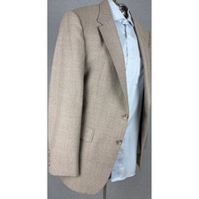 Robert Surrey Vintage Bespoke Blazer Tan Blue Pinstripe Sport Coat 38R USA Made