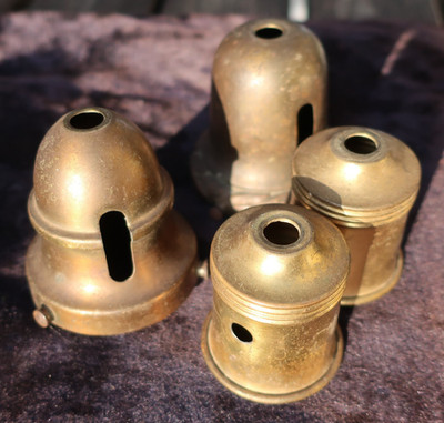 4 Deco Era Brass Shade Holders  Pair for Switched  CANDLE SOCKETS Chandeliers