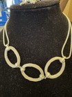 Vintage Monet Shiny Silver Necklace with Rhinestone Earrings and Ring — photo 3