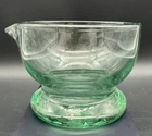 Vintage Green Pressed Glass Footed Bowl w Pour Spout | Depression Style Serving