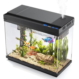 2.4 Kit de démarrage de réservoir de poisson Gallon avec humidificateur, affichage de température, 7-Color LED Légère