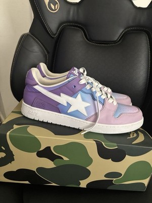 A Bathing Ape BAPE STA Bapesta Low Top Lace-Up Sneakers Purple Blue Pink White