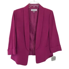 NWT Kasper Womens Size 10 Stretch Crepe Shawl-Collar Open-Front Blazer NEW