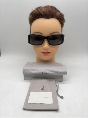 Dior Damen Sonnenbrille schwarz rechteckig + Tasche & Dior Box
