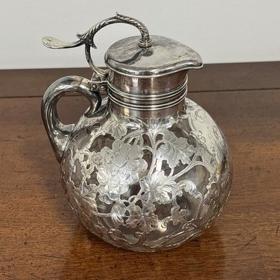 Victorian Gorham 1890s s2442 Sterling Silver & 999/1000 Engraved Claret Jug 