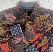 Ted Baker Dress Shirt Mens Size 3 Black Trim Fit Flip Cuffs