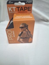 KT Tape Pro Kinesiology Therapeutic Tape Precut Strips Jet Black 10" 20 Strips