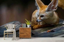 3D Animal Fox Self-adhesive Removeable Wallpaper Wall Mural
